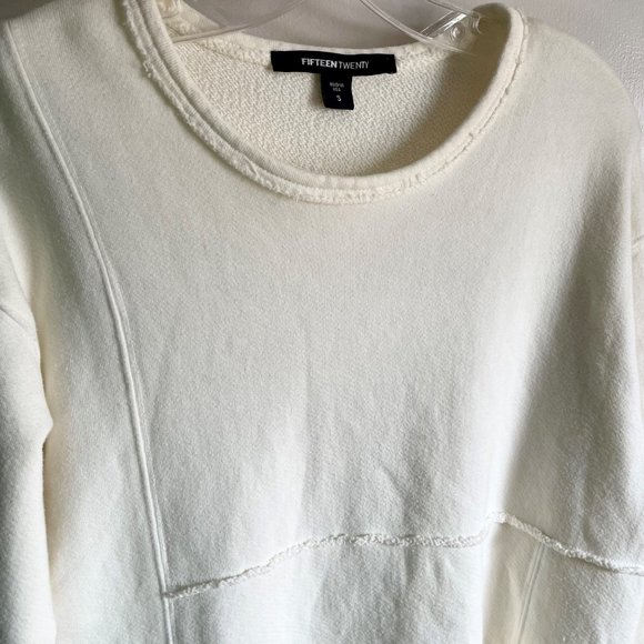 Fifteen Twenty Long Sleeve Raw Hem Top S French Terry Scoop Sweatshirt Cream - Picture 7 of 14